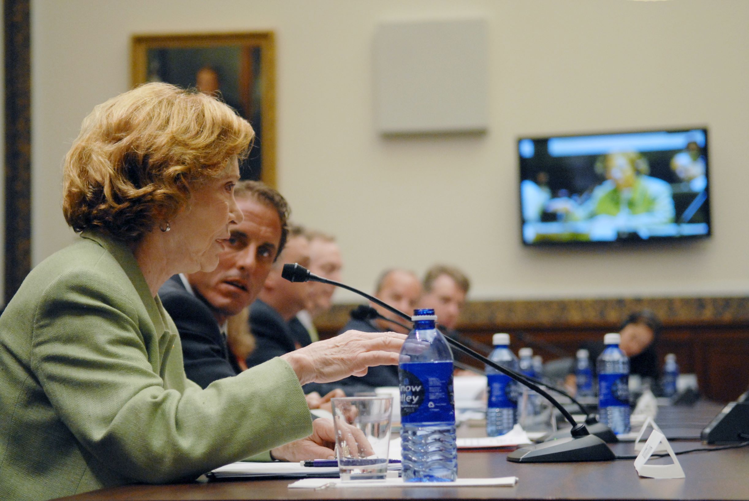 On July 10, 2007, Rosalynn Carter testified before a U.S. House of Representatives subcommittee in favor of the Wellstone Domenici Mental Health Parity and Addiction Equity Act, calling for mental illnesses to be covered by insurance on par with physical illnesses. (Photo/The Carter Center)