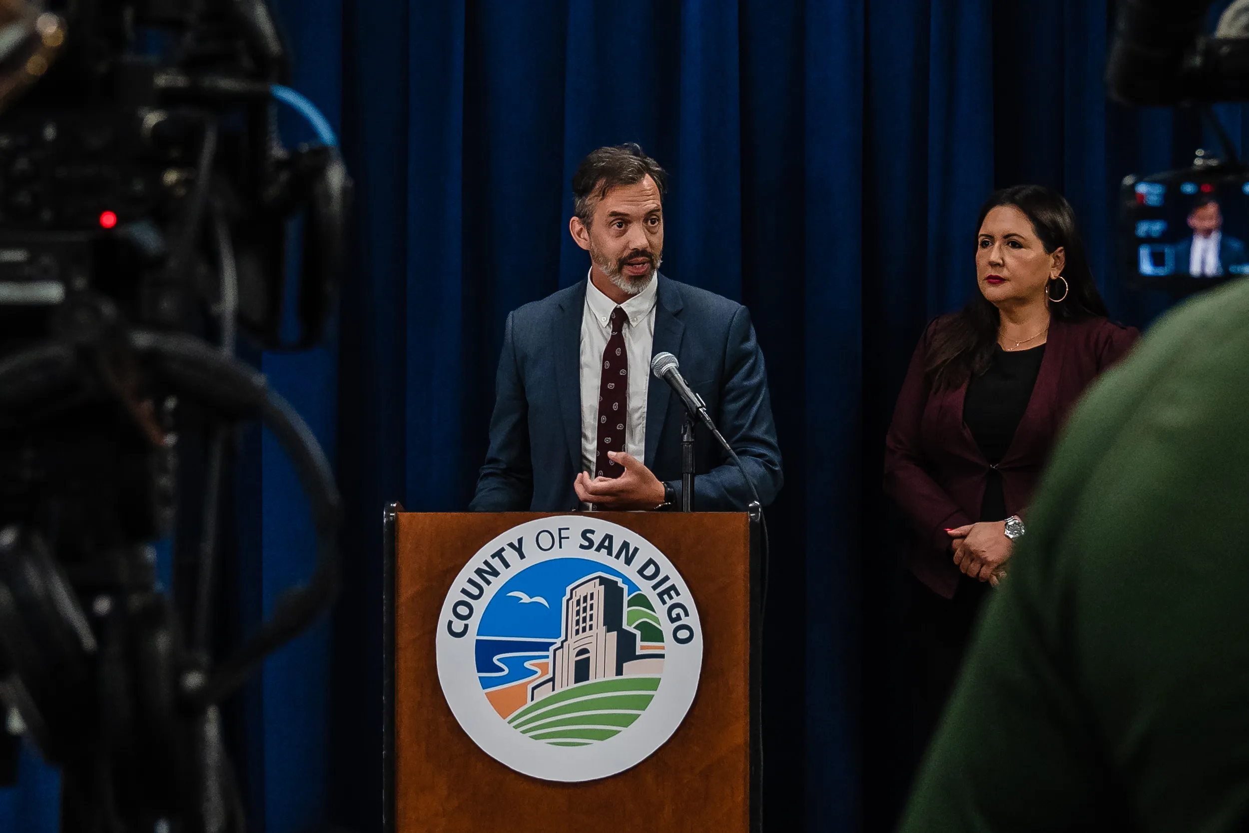 County Behavioral Health Services Director Luke Bergmann speaks to members of the media about the CARE Act program at the County Administration Center in downtown on Sept. 27, 2023./ ©Ariana Drehsler 