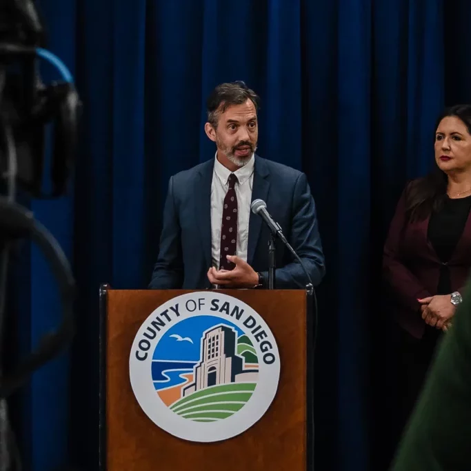 County Behavioral Health Services Director Luke Bergmann speaks to members of the media about the CARE Act program at the County Administration Center in downtown on Sept. 27, 2023./ ©Ariana Drehsler 